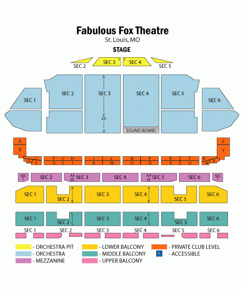 Seating Chart For The Fox Theater In Detroit Elcho Table